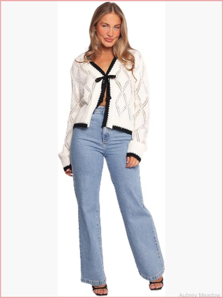Open Front Cardigan With Contrast Trim
